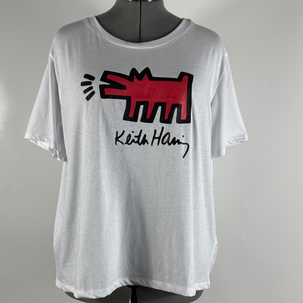 NWT KEITH HARING™️ 'BARKING DOG' White T-Shirt with Red Graphic